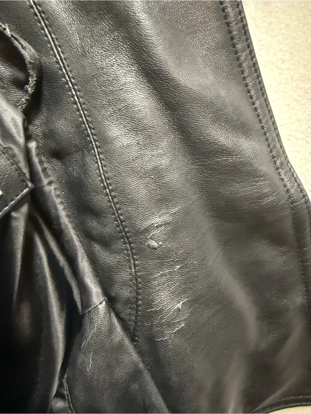 Michael Kors Black Faux Leather Moto Zip Jacket size Large